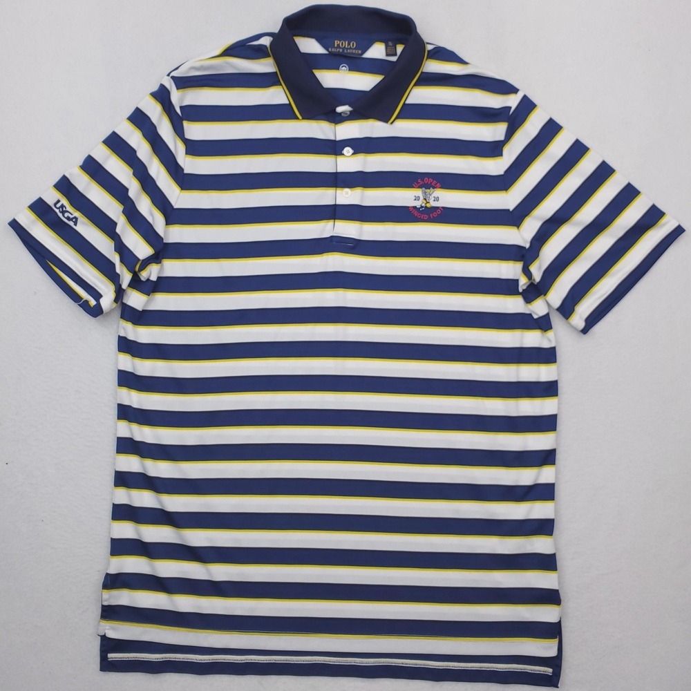 Polo Ralph Lauren Shirt Mens XL Blue 2020 US Open Winged Foot Stripe Golf Preppy